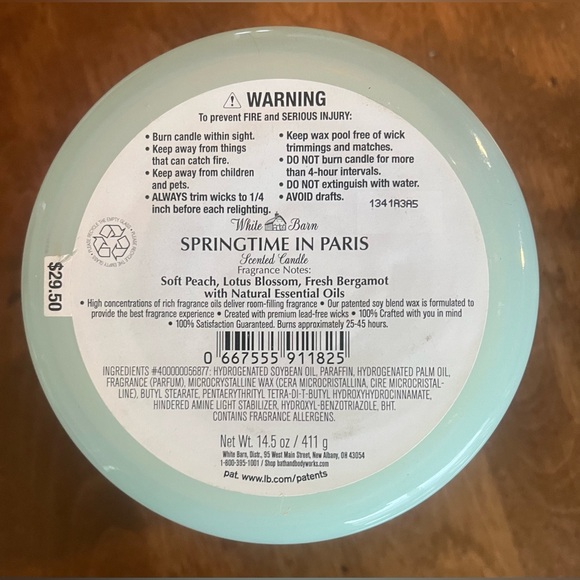 White Barn & BBW Scented Candle - Springtime in Paris Limited Edition 3 Wick NEW - Picture 2 of 3